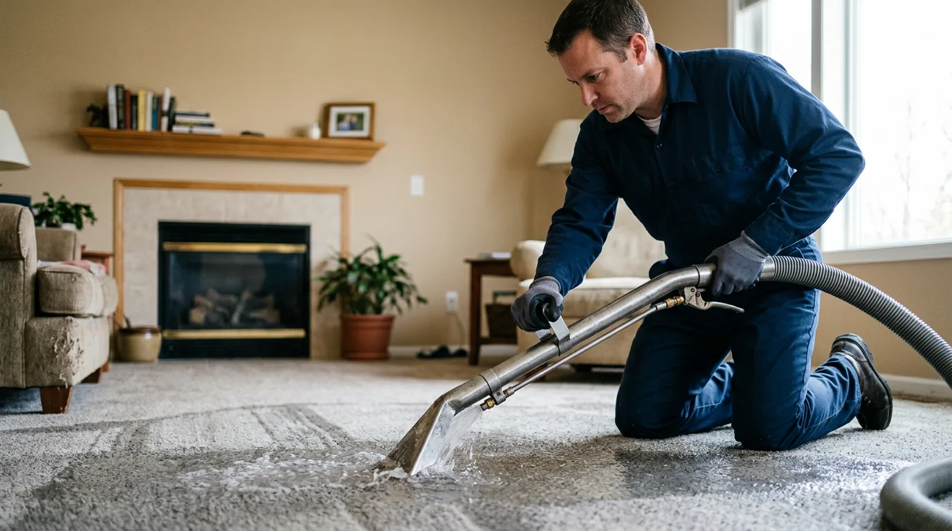Water damage restoration technician working near Circleville, OH